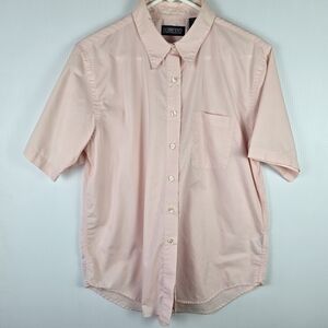 Lands' End Women's Pinky Peach Poly Cotton Short Sleeve Shirt Size 14 Preppy